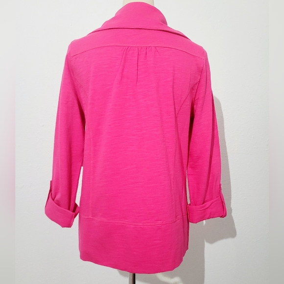NEW Lizwear Pink Zip Up Jacket Womens Medium 100% Cotton Activewear Lightweight - Picture 6 of 13